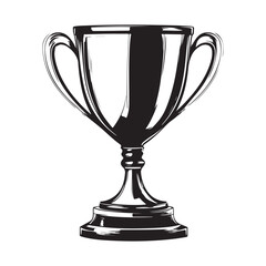 Trophy Cup Vector Isolated On White Background, Award Cup Vector Silhouette