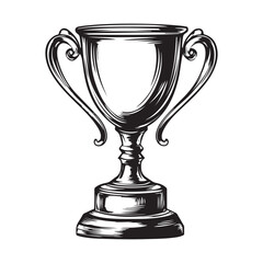 Trophy Cup Vector Isolated On White Background, Award Cup Vector Silhouette