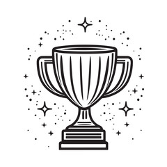 Trophy Cup Vector Isolated On White Background, Award Cup Vector Silhouette