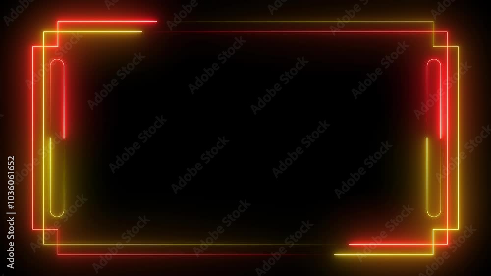 Aufkleber decorative glowing neon frame ,neon effect rectangle frame loop background 4k