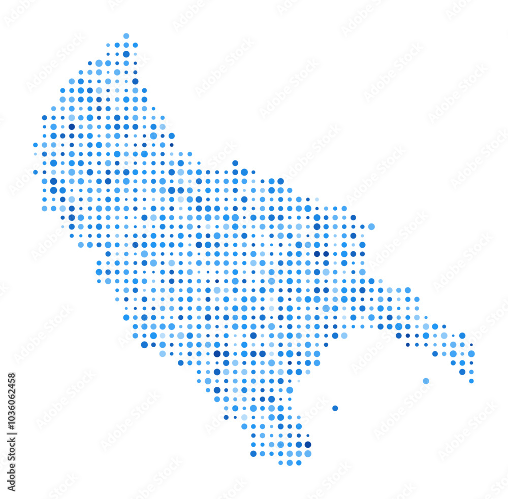 Poster zakynthos island dot map. island digital style shape. zakynthos island vector image. island shape wi
