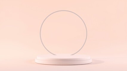 Podium for product presentation on soft light colour background.
