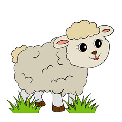 Simple cute coloring page animal lamb sheep outline flat illustration