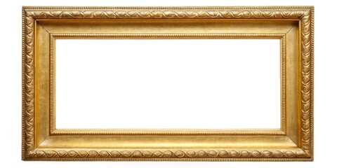 Fototapeta premium Ornate Golden Picture Frame Isolated on White, Gold Frame, Picture Frame, Ornate Frame