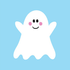 Halloween concept with cute ghost. Icon design. Vector illustration