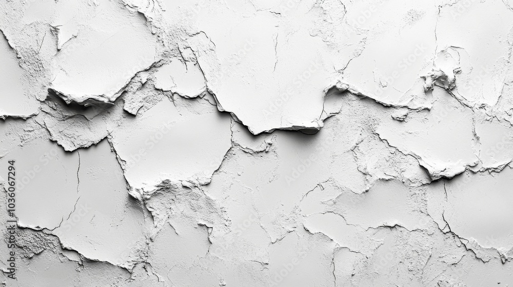 Fototapete a white wall displays peeling paint, creating an intriguing texture with various layers exposed. the