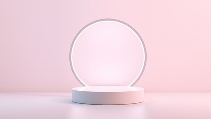 Podium for product presentation on soft light colour background.