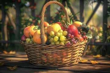 wicker basket with fruits