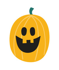 Halloween design with hand drawn pumpkin lantern. Clipart. Vector illustration