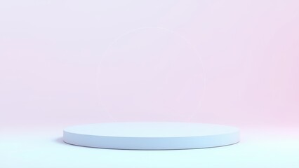 Podium for product presentation on soft light colour background.