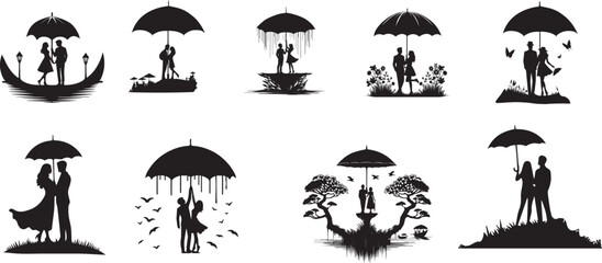 WebRomantic Couple Vector Silhouette - Elegant Digital Art for Vector, Cartoon, Clipart & Line Art Design