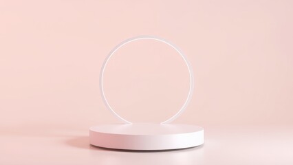 Podium for product presentation on soft light colour background.