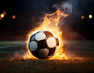 Fototapeta premium soccer ball on fire