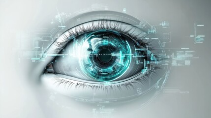 Eye with high-tech interface, augmented reality elements