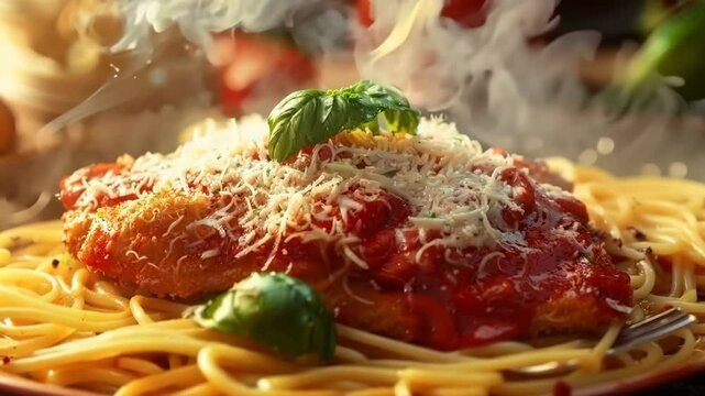 Chicken Parmesan with spaghetti, Video