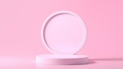 Podium for product presentation on soft light colour background.