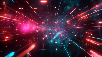 Obraz premium A futuristic design with glowing points and lines connecting them. Perfect for making eye-catching ads and posts.