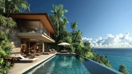 Obraz premium Luxury tropical villa with private pool.