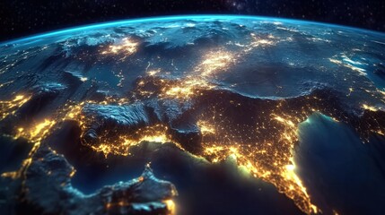 Middle East illuminated at night in stunning space view