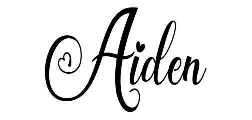 Aiden  - black color - word name written with heart - ideal for websites, presentations, cards, banners, sweatshirts, prints, cricut, silhouette, sublimations, labels, stickers

