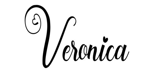 veronica - black color - word name written with heart - ideal for websites, presentations, cards, banners, sweatshirts, prints, cricut, silhouette, sublimations, labels, stickers

