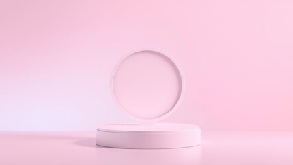 Podium for product presentation on soft light colour background.