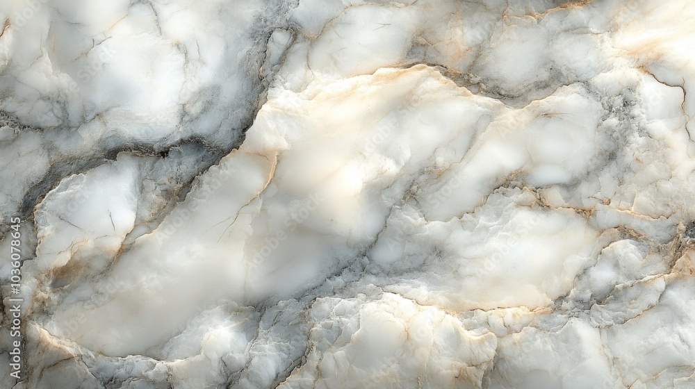 Poster the surface showcases intricate patterns of light gray and white marble with delicate veins that hig