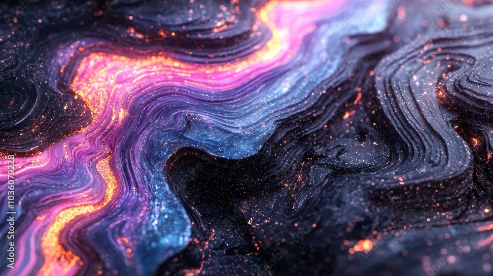 Poster this is an imitation of an abstract wave on a dark background. it was made using particle systems. b
