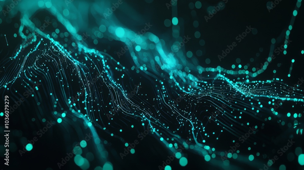 Aufkleber a metallic plate and particle background depicting a high tech digital technology.