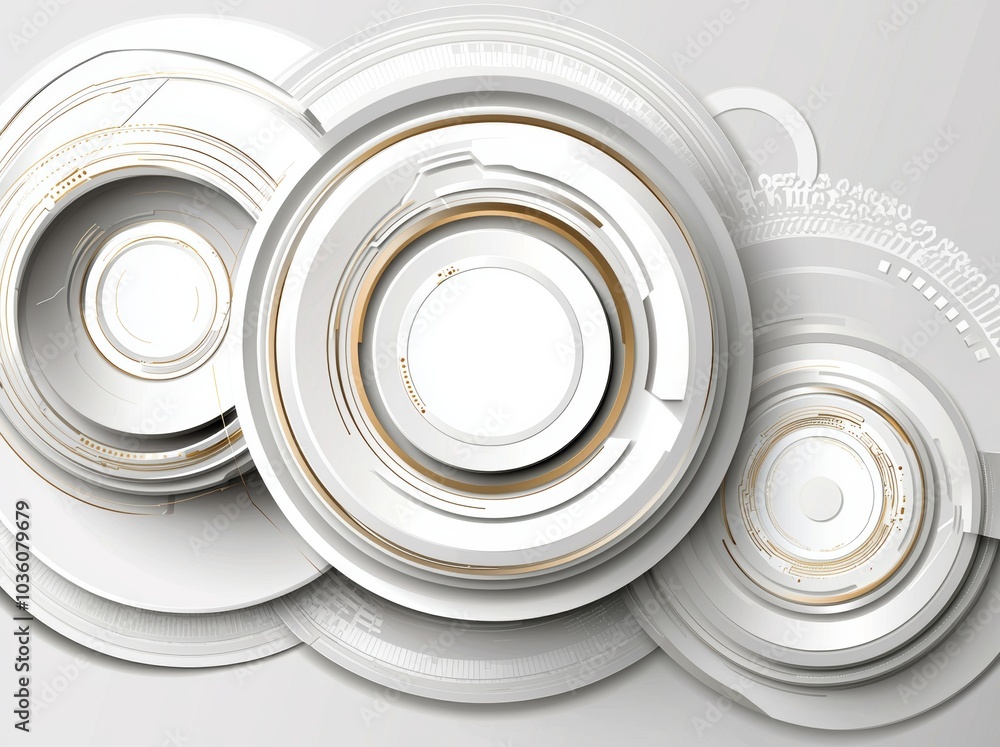 Poster modern illustration with abstract white technology background. data hi-tech computer elements. abstr