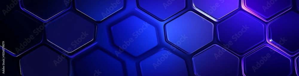 Poster design a banner or header with an abstract technology background and geometric pattern with hexagons