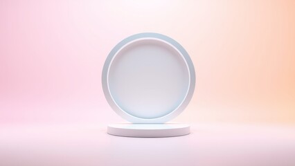 Podium for product presentation on soft light colour background.