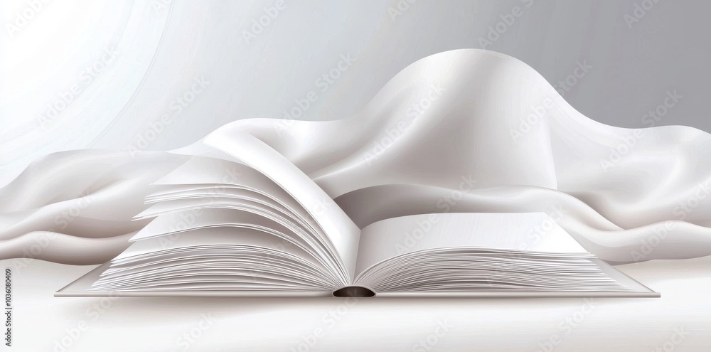 Poster an open book with flying pages continuously drawn in one line. a back-to-school theme for a landing 