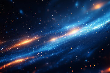Fototapeta premium Vibrant cosmic waves of blue and orange light twinkling in the vastness of space during a galactic event