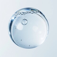 Glycerin gel texture. Water drop. Blue serum toner drop isolated on white background. Liquid moisturizing gel with bubbles macro