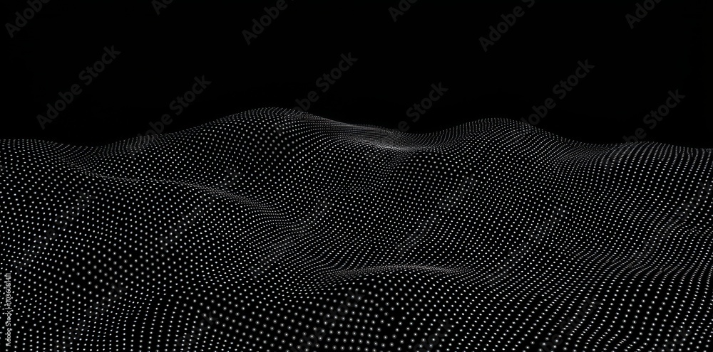 Wall mural modern in concept of technology, science, music, modern wave pattern with dots particles on white ba