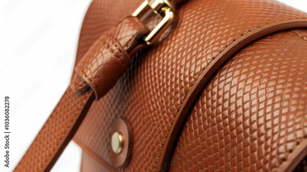 Poster an effortlessly chic leather crossbody bag in a warm cognac color accented with a subtle embossed pa