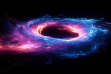 A swirling cosmic vortex with vibrant blue and pink colors showcasing the beauty of a galaxy in deep space