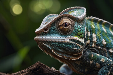 Fototapeta premium a green coloured happily chameleon 