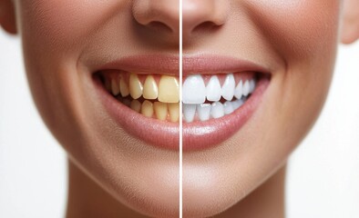 Before and after dental treatment showcasing teeth transformation with whitening and cosmetic improvements for a healthier, brighter smile