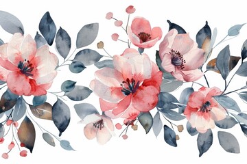 watercolor flowers frame, background for design, pastel bohemian colors