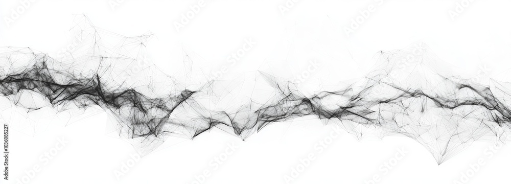 Poster This abstract digital background consists of points and lines, with a glowing grey plexus in the middle. Massive amounts of data. A network or connection. Technology science background. 3D