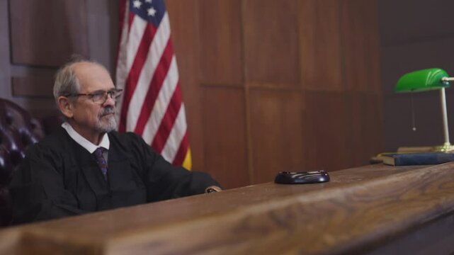 American judge court room gavel scene