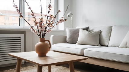 Interior Design. Architecture. Computer generated image of living room. Architectural Visualization. 3D rendering.
