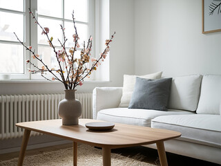Interior Design. Architecture. Computer generated image of living room. Architectural Visualization. 3D rendering.