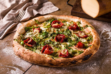 Delicious Gourmet Pizza with Fresh Vegetables and Cheese