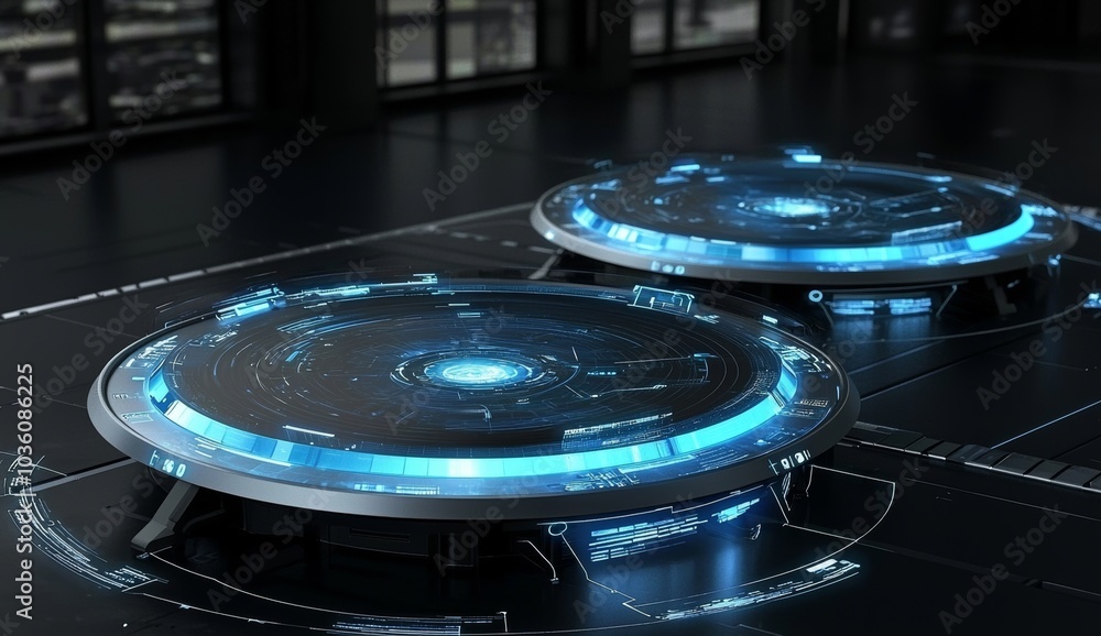 Poster abstract circle modern gui interface design. abstract modern background on blue. abstract technology