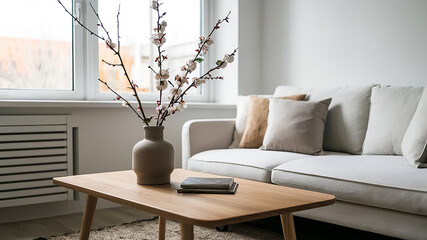 Interior Design. Architecture. Computer generated image of living room. Architectural Visualization. 3D rendering.
