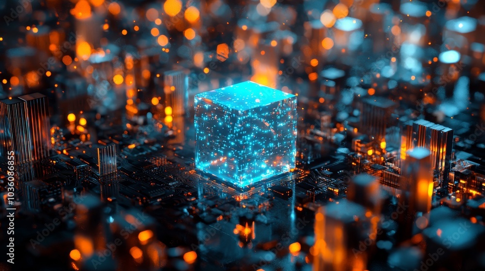 Poster the concept of central computer processors, or cpus. a 3d rendering and concept image of the cpu.