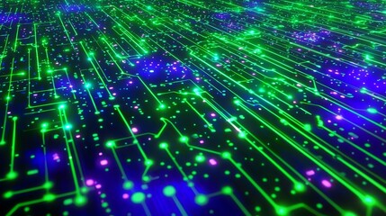 Fototapeta premium An abstract electronic circuit board with a blue background. A hi-tech digital technology concept is illustrated on a modern illustration.